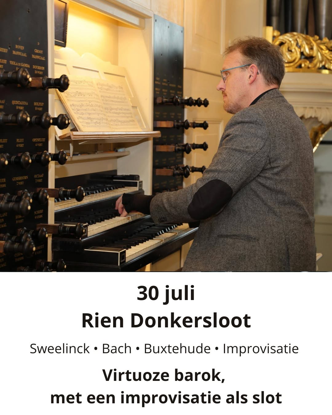 Foto van Orgelconcert Oude Kerk start Rien Donkersloot